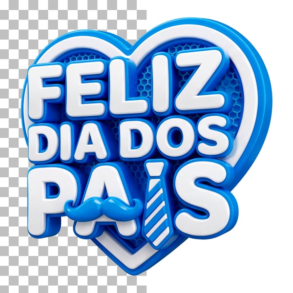 SELO 3D FELIZ DIA DOS PAIS ÂNGULO LATERAL DIREITO PSD EDITÁVEL
