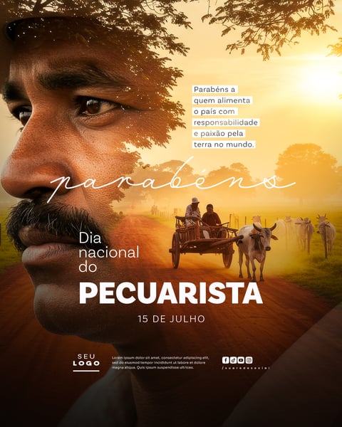 DIA NACIONAL DO PECUARISTA 15 DE JULHO SOCIAL MEDIA PSD EDITÁVEL FEED