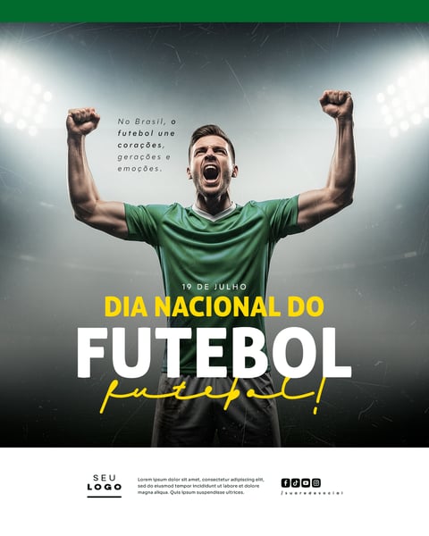 DIA NACIONAL DO FUTEBOL 19 DE JULHO SOCIAL MEDIA PSD EDITÁVEL FEED 3