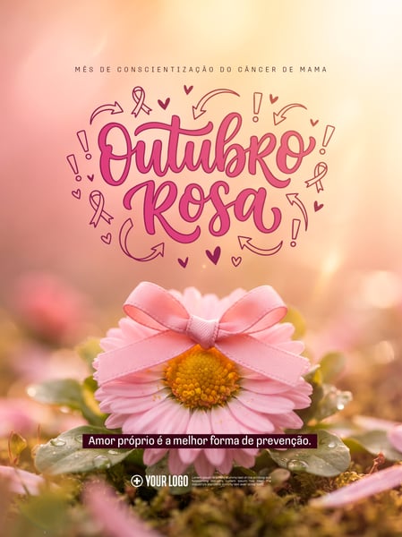 APOIO OUTUBRO ROSA PREVENÇÃO CÂNCER SOCIAL MEDIA FLYER PSD EDITÁVEL
