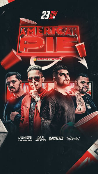 FLYER EVENTO FUNK AMERICAN PIE PSD EDITÁVEL