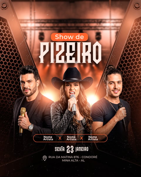 FLYER DE SHOW DE PIZEIRO TEMPLATE EDITÁVEL EM PSD