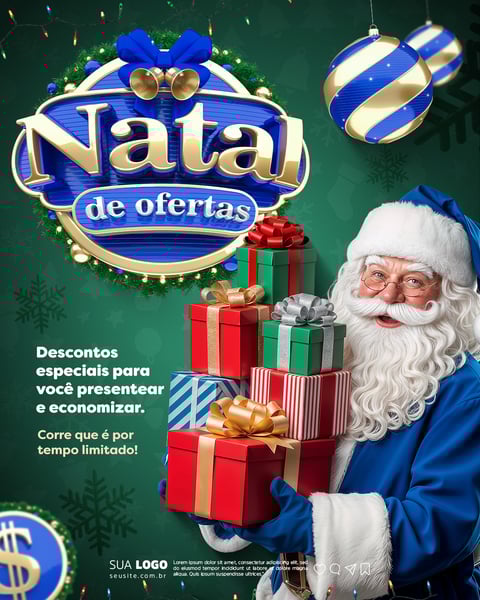 Natal de Ofertas Selo 3D Social Media PSD Editável