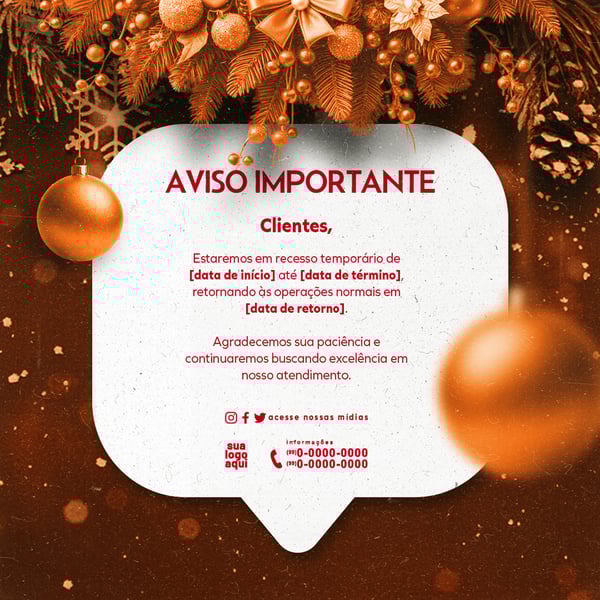 AVISO COMUNICADO RECESSO NATALINO FEED