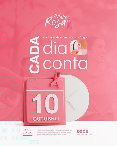 OUTUBRO ROSA CAMPANHA INTERNACIONAL DE CONSCIENTIZAÇÃO PARA O CONTROLE DO CÂNCER DE MAMA SOCIAL MEDIA PSD EDITÁVEL 4