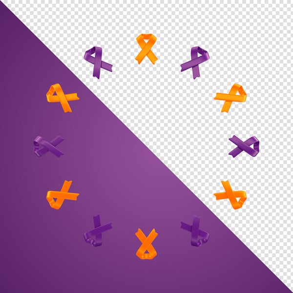 ELEMENTO 3D FEVEREIRO LARANJA FEVEREIRO ROXO LAÇO PNG