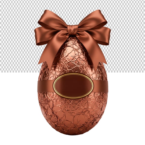 OVO DE CHOCOLATE PÁSCOA COM LAÇO MARROM EM PNG