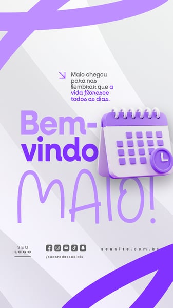 BEM VINDO MAIO SAUDAÇÃO MÊS SOCIAL MEDIA POST EDITÁVEL STORY
