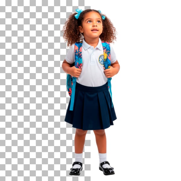 CRIANÇA COM UNIFORME DE ESTUDANTE MOCHILA EM PNG TRANSPARENTE