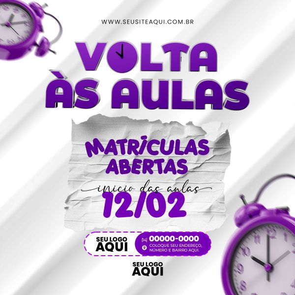 VOLTA ÀS AULAS | MATRÍCULAS ABERTAS | ESCOLA | PSD EDITÁVEL
