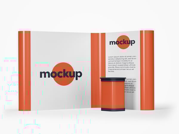 STAND PARA EXIBIÇÃO MOCKUP FEIRA PRODUTO VENDER COMPRAR DIVULGAÇÃO SERVIÇO PROPAGANDA EVENTO CORPORATIVO NEGÓCIOS PSD