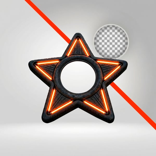 ESTRELA DE BORACHA COM LED LUZES EM PNEUS, PNG COM FUNDO TRANSPARENTE