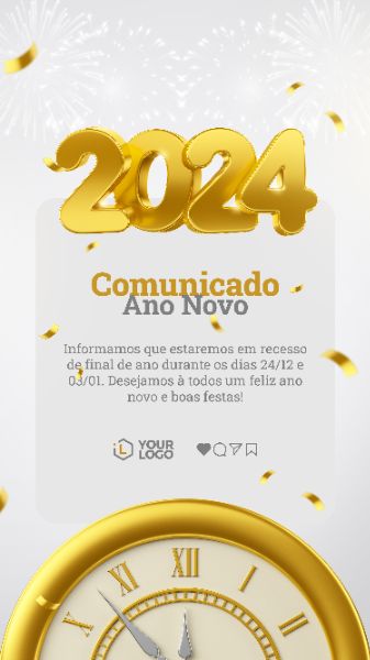 COMUNICADO FELIZ ANO NOVO 2024 TEMPLATE SOCIAL MEDIA