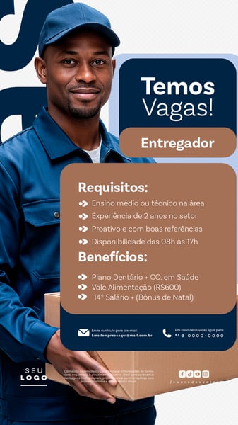 RECRUTAMENTO EMPREGO TEMOS VAGAS ABERTAS CONTRATAÇÃO STORY SOCIAL MEDIA PSD EDITÁVEL 25