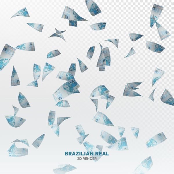 CHUVA DE DINHEIRO NOTAS DE 100 REAIS ELEMENTO 3D REALISTA