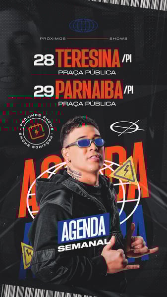 AGENDA SEMANAL PRÓXIMOS SHOWS PSD EDITÁVEL