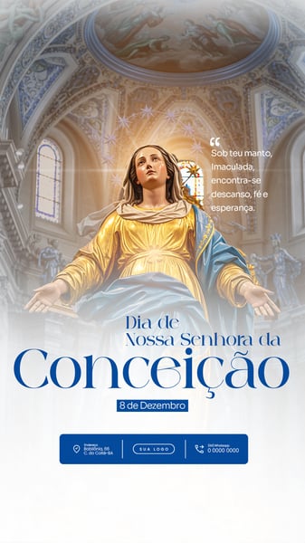 DIA DE NOSSA SENHORA DA CONCEIÇÃO 8 DE DEZEMBRO SOCIAL MEDIA PSD EDITAVÉL
