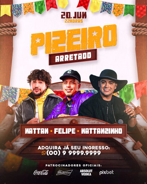 FLYER DE SÃO JOÃO PSD EDITÁVEL FEED PIZEIRO ARRETADO