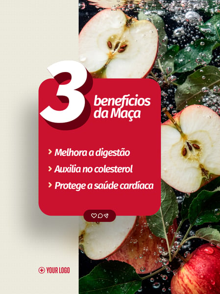 SAÚDE NUTRIÇÃO MAÇÃ FRUTA SOCIAL MEDIA FLYER PSD EDITÁVEL