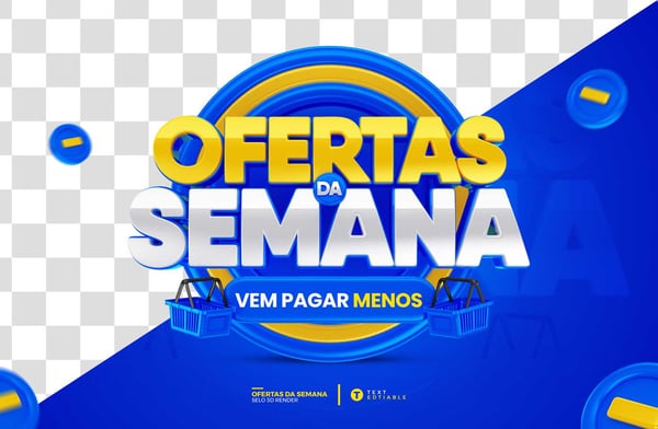 SELO 3D LOJAS SUPERMERCADO OFERTAS DA SEMANA CONSUMIDOR PNG