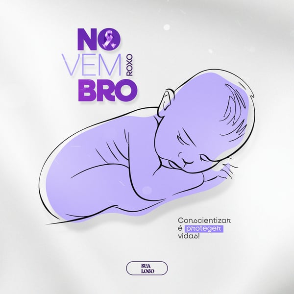 NOVEMBRO ROXO MÊS DA CONSCIENTIZAÇÃO DA PREMATURIDADE SOCIAL MEDIA PSD EDITÁVEL