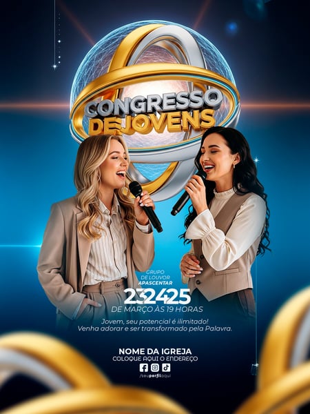 POST FLYER IGREJA CULTO GOSPEL SOCIAL MEDIA PSD EDITÁVEL 08
