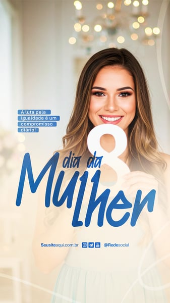 DIA INTERNACIONAL DA MULHER 8 DE MARÇO SOCIAL MEDIA PSD EDITÁVEL