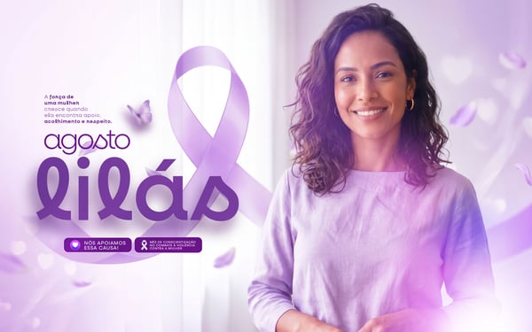 AGOSTO LILÁS MÊS DE CONSCIENTIZAÇÃO NO COMBATE À VIOLÊNCIA CONTRA A MULHER SOCIAL MEDIA PSD EDITÁVEL - ARTBOARD 10