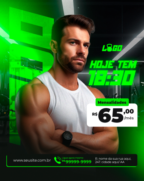 ACADEMIA HOJE TEM TREINO SOCIAL MEDIA PSD