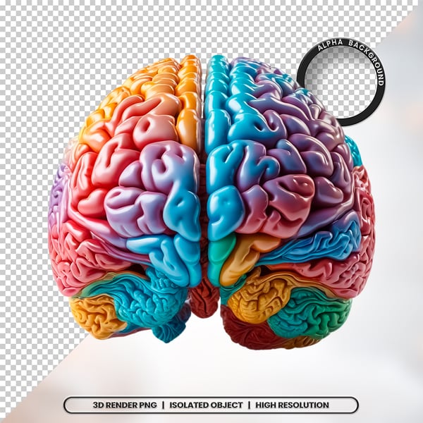 3D RENDER CÉREBRO NEUROCIÊNCIA ELEMENTO ÍCONE PSD PNG