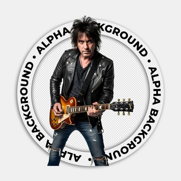 GUITARRISTA DE BANDA DE ROCK JAQUETA PRETA E GUITARRA 01