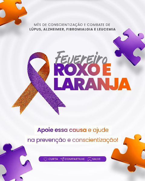 CAMPANHA  FEVEREIRO ROXO E LARANJA -  SOCIAL MEDIA