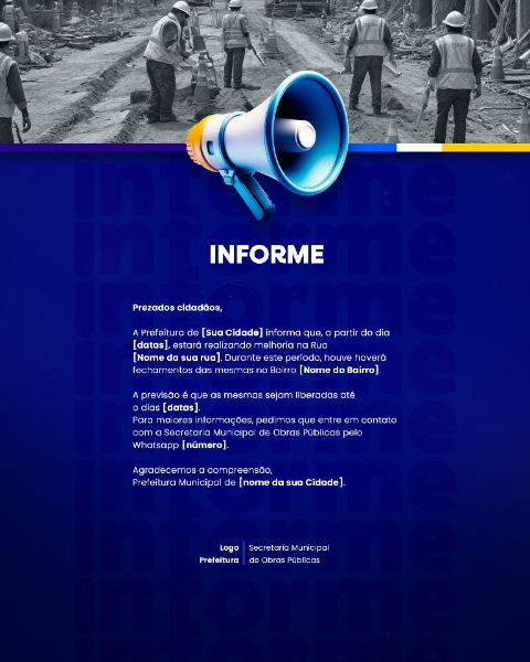 PREFEITURA COMUNICADO AVISO INFORME IMPORTANTE SOCIAL MEDIA FLYER PSD EDITÁVEL