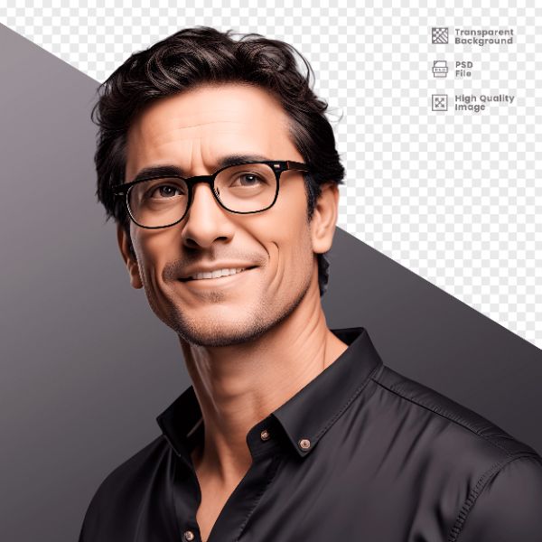 HOMEM COM CAMISA PRETA E ÓCULOS