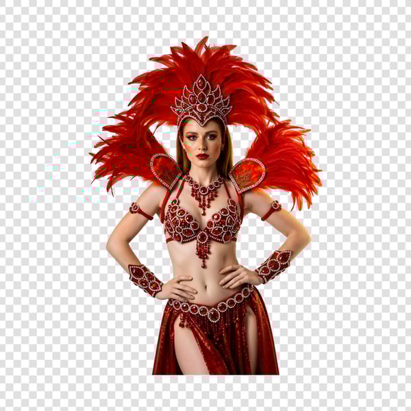 MULHER RUIVA BONITA COM FANTASIA DO CARNAVAL VERMELHA 4