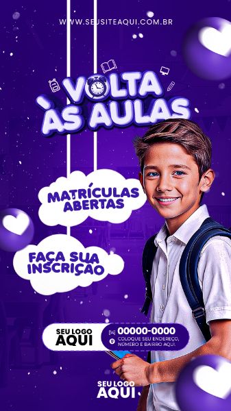 STORY | VOLTA ÀS AULAS | MATRÍCULAS ABERTAS | ESCOLA | PSD EDITÁVEL