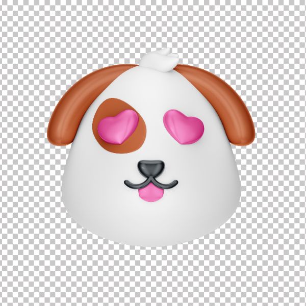 ASSET 3D - EMOJI CACHORRO EM 3D COM FUNDO TRANSPARENTE