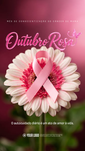 CAMPANHA OUTUBRO ROSA SAÚDE DA MULHER SOCIAL MEDIA FLYER PSD EDITÁVEL STORY