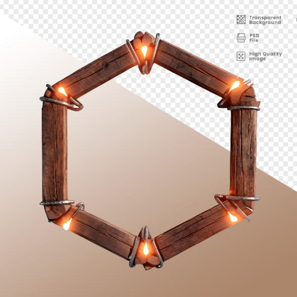 CÍRCULO DE MADEIRA COM LUZ - ELEMENTO 3D PARA COMPOSIÇÃO - WOOD