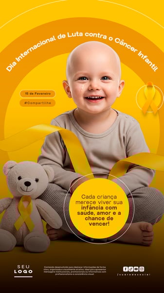 DIA INTERNACIONAL DE LUTA CONTRA O CÂNCER INFANTIL 15 DE FEVEREIRO STORY SOCIAL MEDIA PSD EDITÁVEL 2