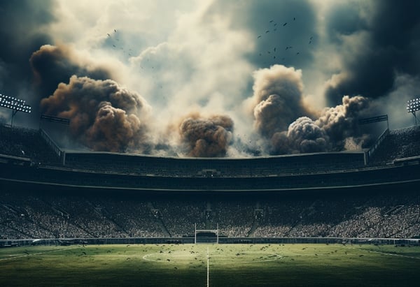 FOTO DE ESTÁDIO REALISTA COM FUMAÇA EM 4K