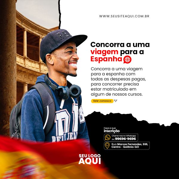 AULAS DE ESPANHOL | IDIOMAS | ESCOLA | SOCIAL MEDIA | PSD EDITÁVEL