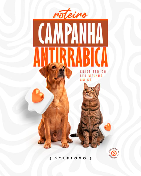 CAMPANHA VACINAÇÃO ANTIRRÁBICA ROTEIRO SOCIAL MEDIA PSD EDITÁVEL