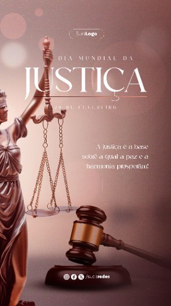 DIA MUNDIAL DA JUSTIÇA 20 DE FEVEREIRO SOCIAL MEDIA POST STORY