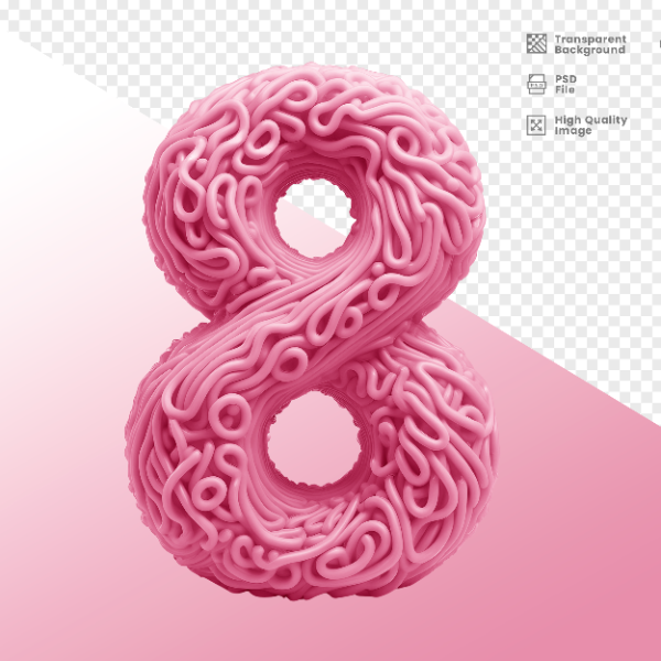 DIA DA MULHER -  ELEMENTO 3D NÚMERO 8 PARA COMPOSIÇÃO