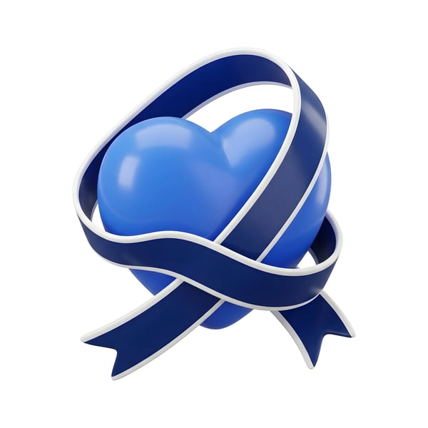 BLUE HEART WRAPPED AWARENESS RIBBON EMBLEM