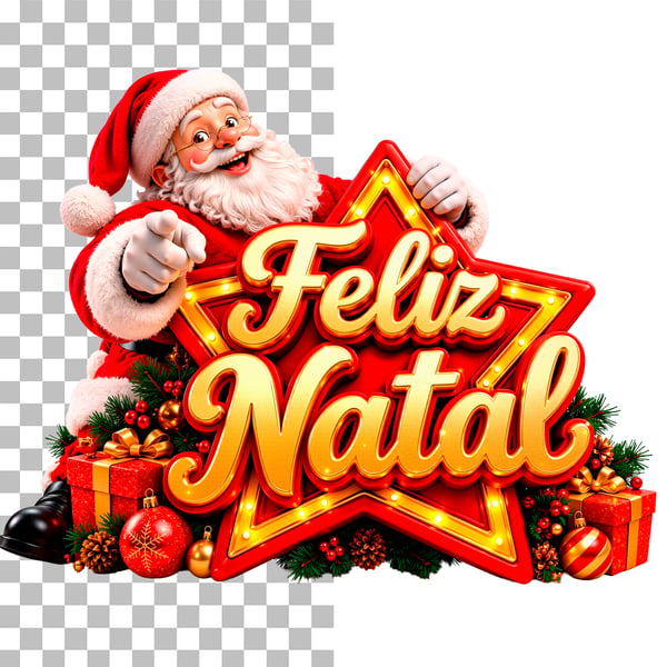 SELO 3D FELIZ NATAL EM PNG