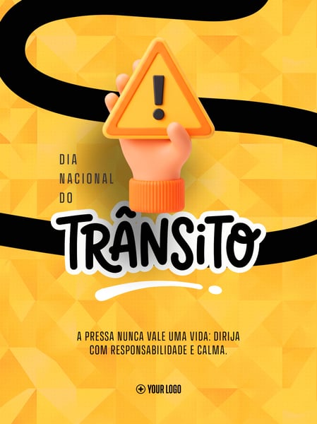 DIA NACIONAL DO TRÂNSITO SINAL DE ALERTA SOCIAL MEDIA FLYER PSD EDITÁVEL