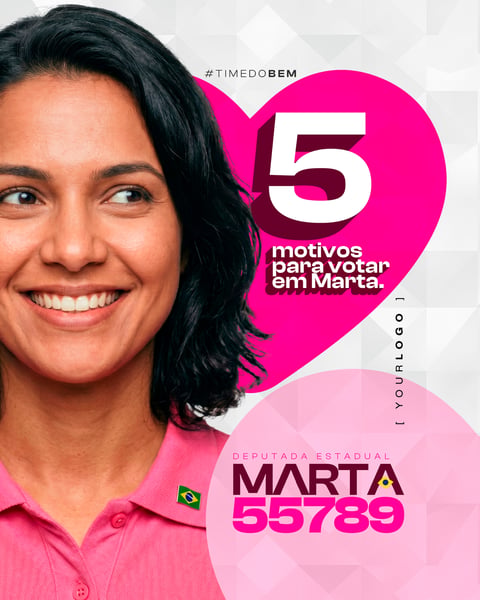 POST 5 MOTIVOS PARA VOTAR CAMPANHA POLÍTICA PSD EDITÁVEL