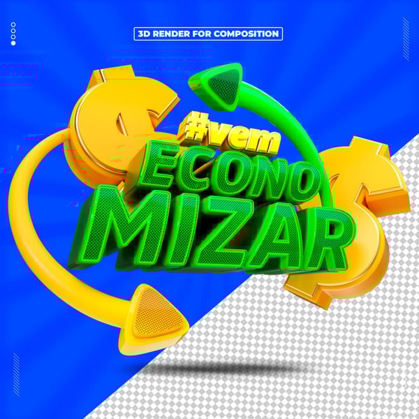 SELO 3D VEM ECONOMIZAR PARA COMPOSIÇÃO